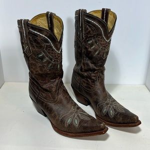 TONY LAMA WOMEN’S CHOCOLATE RANCHO COWBOY BOOTS 9 1/2